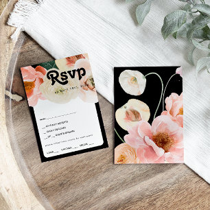 Bold Colourful Floral   Black Menu Choice RSVP Car