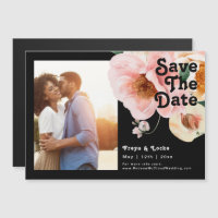 Bold Colourful Floral | Black Save The Date