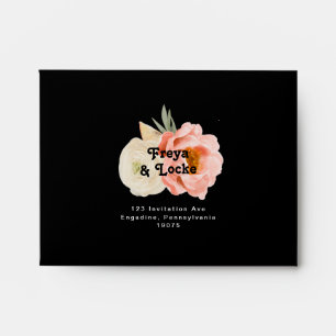 Bold Colourful Floral   Black Self-Addressed RSVP Envelope