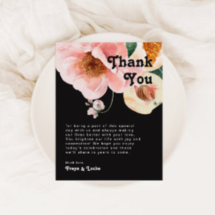 Bold Colourful Floral   Black Table Thank You Card