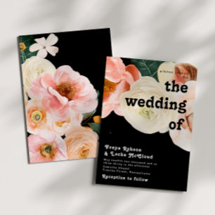 Bold Colourful Floral   Black The Wedding Of Invitation