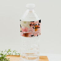 Bold Colourful Floral | Black Water Bottle Label