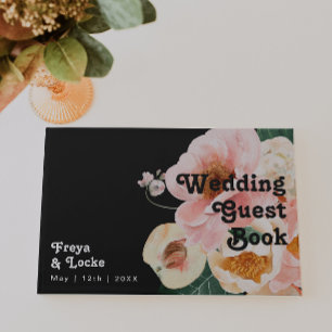 Bold Colourful Floral Black Wedding Guestbook