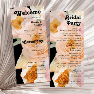 Bold Colourful Floral   Black Wedding Program