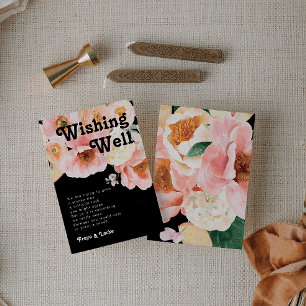 Bold Colourful Floral   Black Wedding Wishing Well Enclosure Card