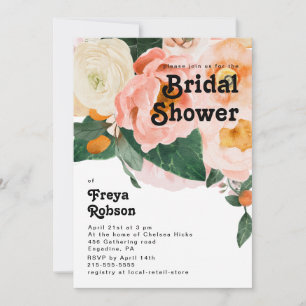 Bold Colourful Floral   Bridal Shower Invitation