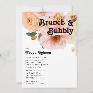 Bold Colourful Floral Brunch and Bubbly Invitation