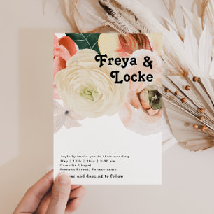 Bold Colourful Floral Casual Wedding Invitation