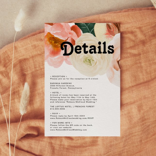 Bold Colourful Floral | Details QR Code Enclosure Card (Creator Uploaded)