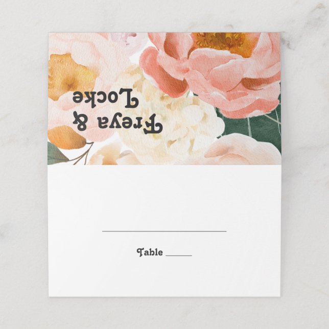 Bold Colourful Floral | Folded Place Card (Outside Unfolded)