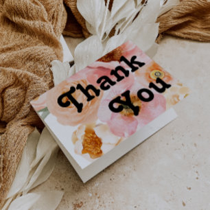 Bold Colourful Floral Folded Thank You Card