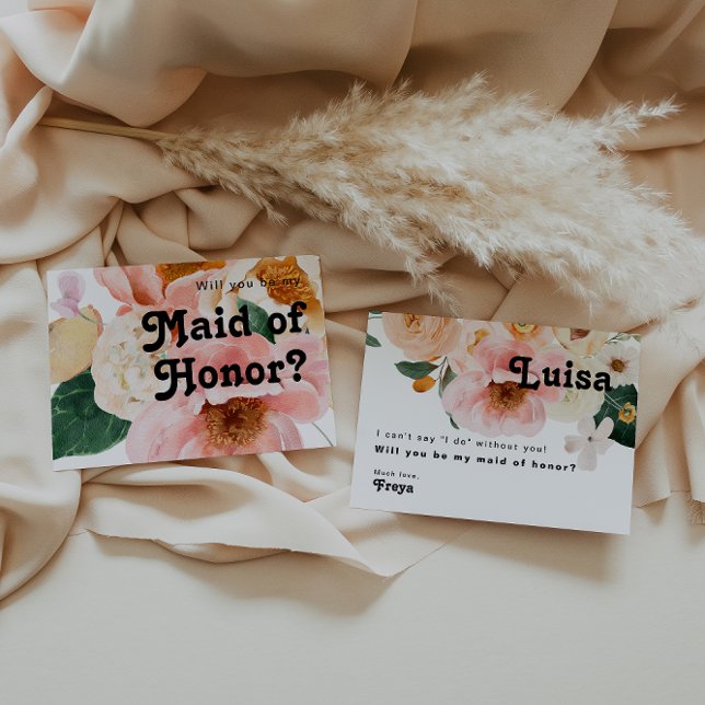 Bold Colourful Floral | Maid of Honour Proposal Ca Invitation (Creator Uploaded)