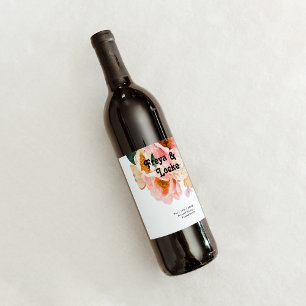 Bold Colourful Floral Maid Of Honour Proposal Wine Label