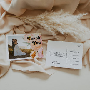 Bold Colourful Floral Photo Thank You Postcard