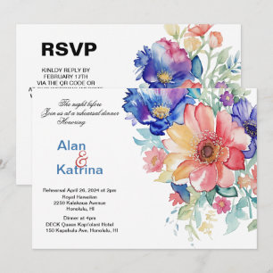 Bold Colourful Floral Rehearsal Dinner Invitation