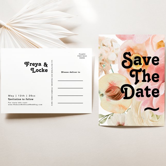 Bold Colourful Floral | Save The Date Postcard (Creator Uploaded)