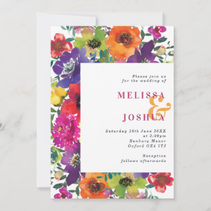 Bold & Colourful Floral Summer Wedding Invitation