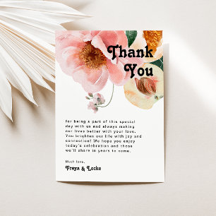 Bold Colourful Floral   Table Thank You Card