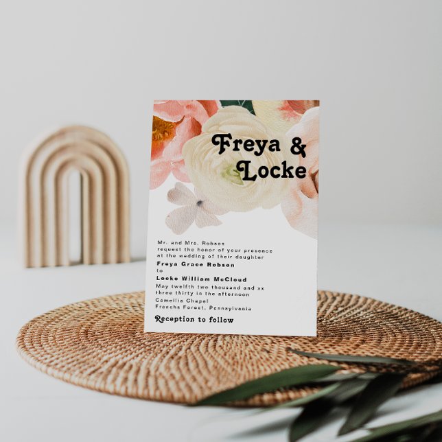 Bold Colourful Floral | Traditional Wedding Invitation (Creator Uploaded)