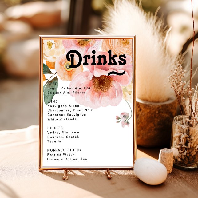 Bold Colourful Floral | Wedding Drinks Menu Sign (Creator Uploaded)