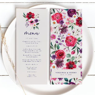 Bold Colourful Floral Wedding Menu
