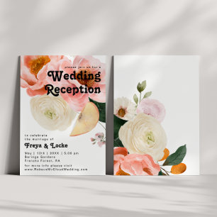 Bold Colourful Floral Wedding Reception Invitation