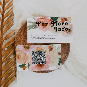  Bold Colourful Floral   Wedding Website QR Code Enclosure Card