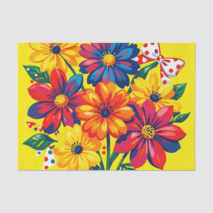 Bold Colourful Flowers Pop Art Bouquet Polka Dot Tissue Paper