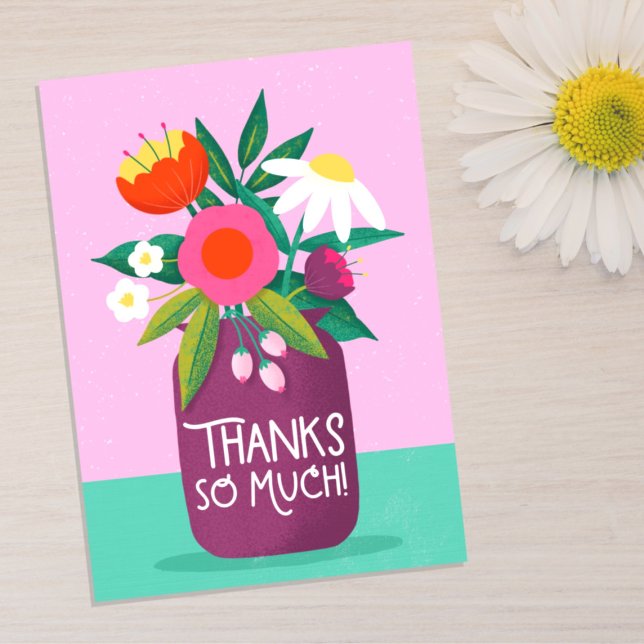 Bold Colourful Flowers  Thank You Card (Creator Uploaded)