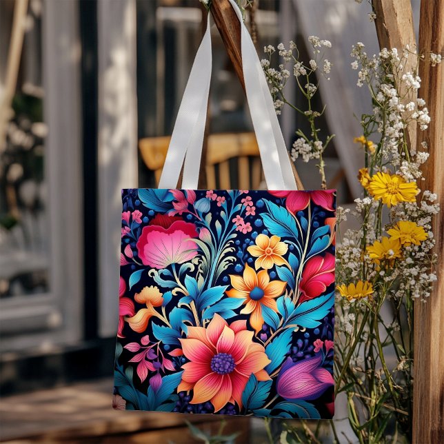 Bold Colourful Flowers  Tote Bag (Creator Uploaded)