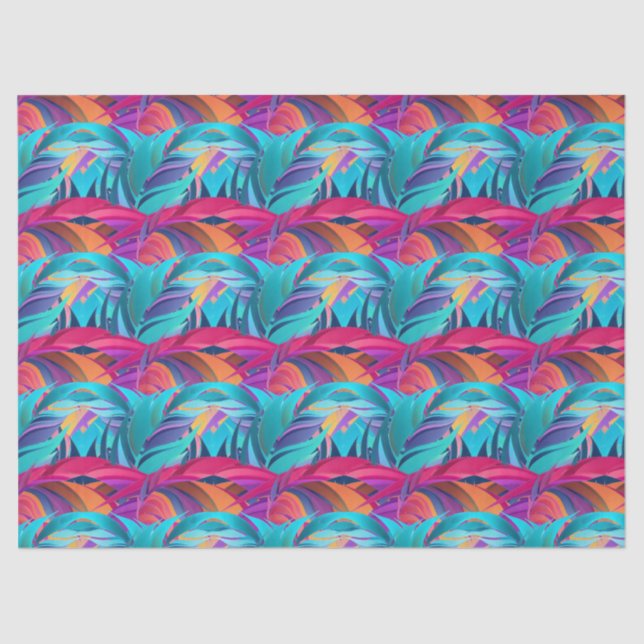 Bold colourful foliage feathers tissue paper (Front)