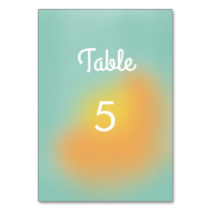 Bold Colourful Gradient Mint Orange Wedding  Table Number