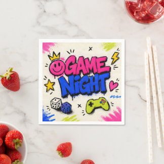Bold Colourful Graffiti Game Night Party Napkins