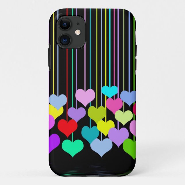 Bold Colourful Hearts On Black Case-Mate iPhone Case (Back)