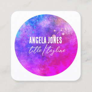 bold colourful magenta purple colour splash custom square business card