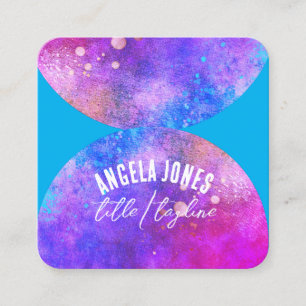 bold colourful magenta putple colour splash custom square business card