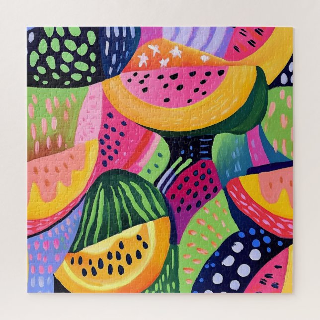 Bold Colourful Melon Summer Fruits Painting Jigsaw Puzzle (Vertical)