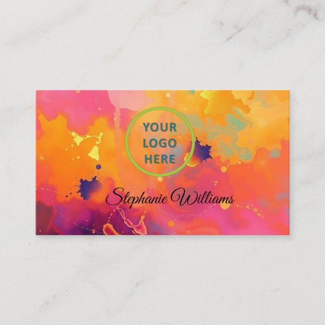  bold colourful modern abstract art colour splash business card (Front)