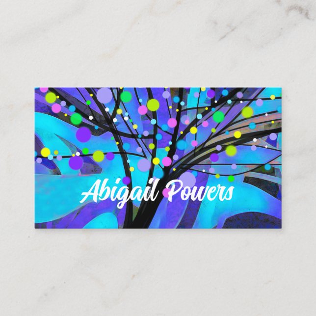 bold colourful modern abstract tree art  business card (Front)
