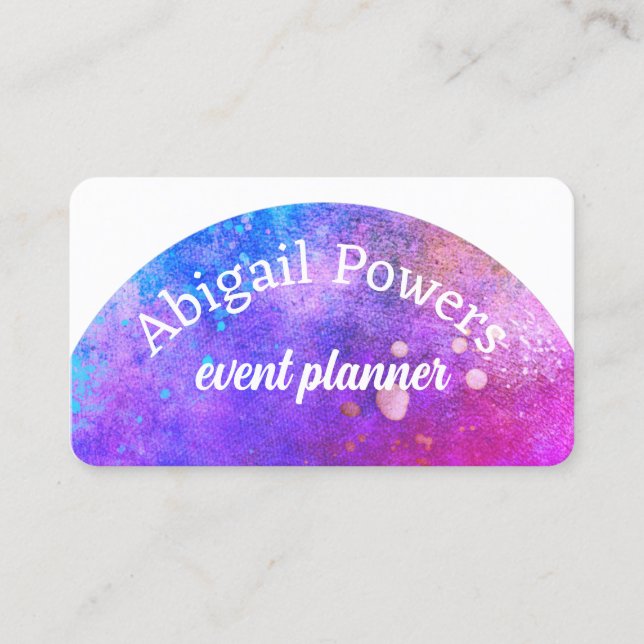 bold colourful modern magenta putple colour splash business card (Front)