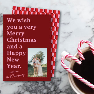 Bold Colourful Modern Typographic One Photo Holiday Card