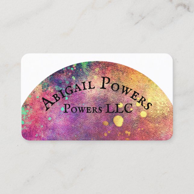 bold colourful modern watercolor half circle  business card (Front)