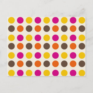 Bold Colourful Orange Pink Yellow Brown Polka Dots Postcard