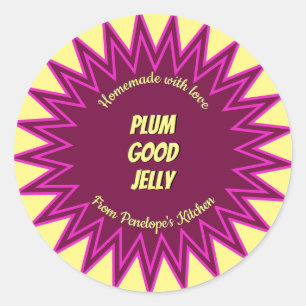 Bold Colourful Plum Jelly Jar Canning Classic Round Sticker