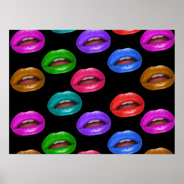 Bold Colourful Pouty Lipstick Lips Poster (Front)