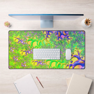 Bold Colourful Psychedelic Funky Acid Trip Fractal Desk Mat