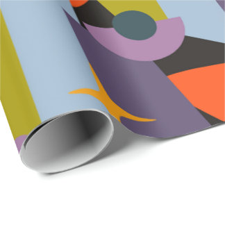 Bold Colourful Retro Atomic 50s Shapes Pattern Wrapping Paper