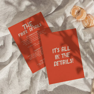 Bold colourful Retro Bright Modern Wedding Details Enclosure Card