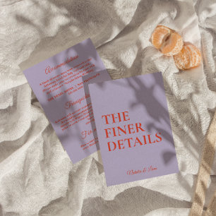 Bold colourful Retro Funky Modern Wedding Details Enclosure Card