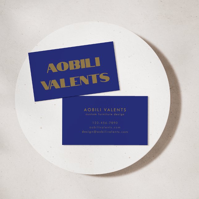 Bold Colourful Retro Typography Blue Gold Creative Business Card (Creator Uploaded)